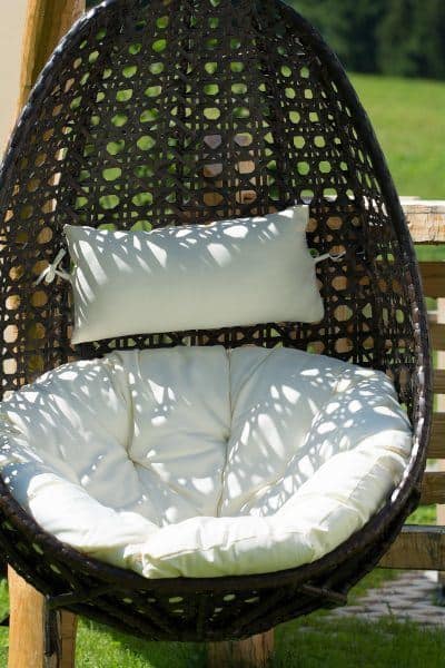 Egg Chair with White Cushions