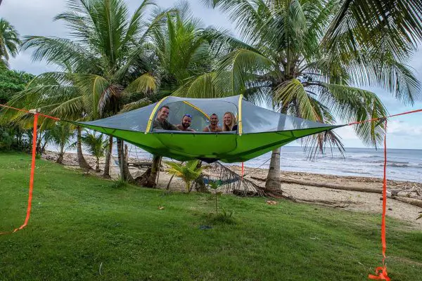 Friends Enjoying a Hammock Tent