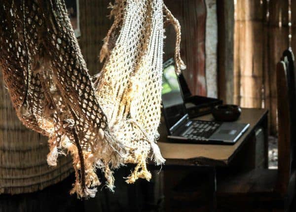 hammock hanging near a laptop