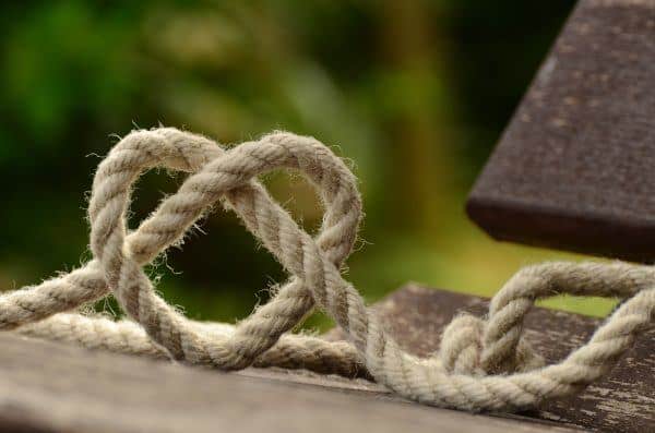 Rope Knotted into Heart Shape Rope Knotted into Heart Shape